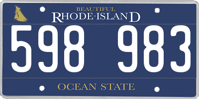 RI license plate 598983