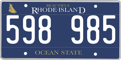 RI license plate 598985