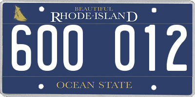 RI license plate 600012