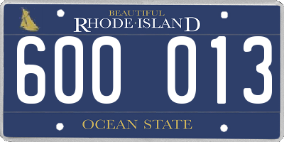 RI license plate 600013