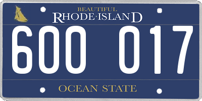 RI license plate 600017
