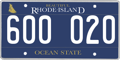RI license plate 600020