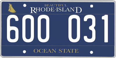 RI license plate 600031