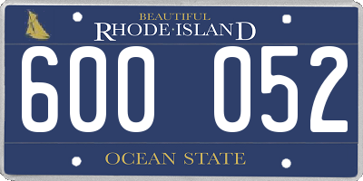 RI license plate 600052