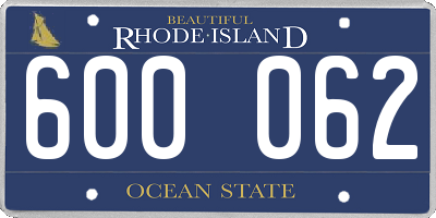 RI license plate 600062
