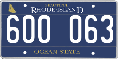 RI license plate 600063