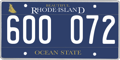 RI license plate 600072