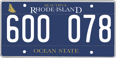RI license plate 600078