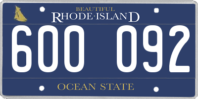 RI license plate 600092
