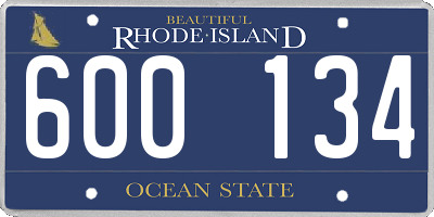 RI license plate 600134