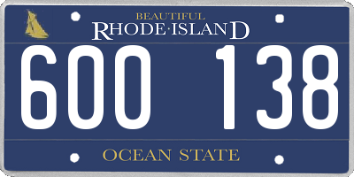 RI license plate 600138