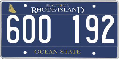 RI license plate 600192