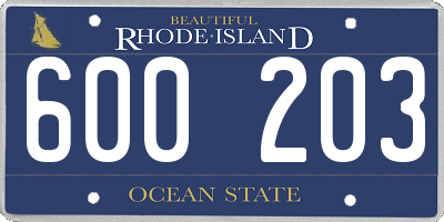 RI license plate 600203