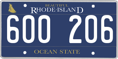 RI license plate 600206