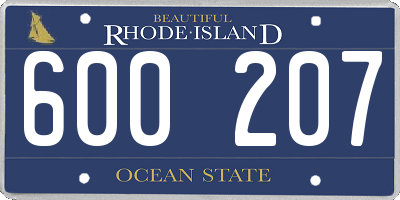 RI license plate 600207