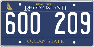 RI license plate 600209