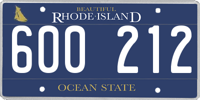 RI license plate 600212
