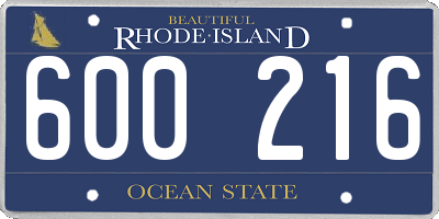 RI license plate 600216
