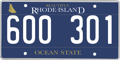 RI license plate 600301
