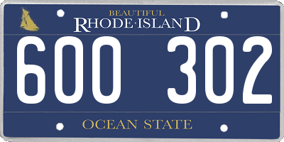 RI license plate 600302
