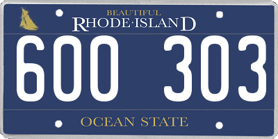RI license plate 600303