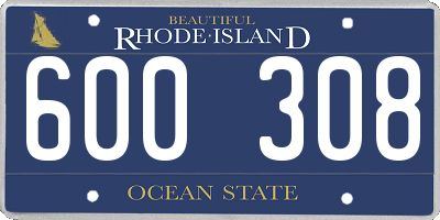 RI license plate 600308