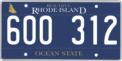 RI license plate 600312