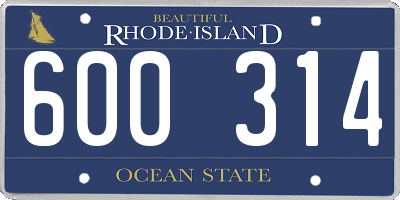 RI license plate 600314