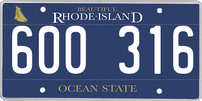 RI license plate 600316