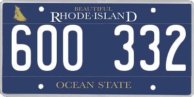 RI license plate 600332
