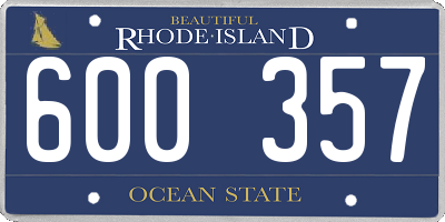 RI license plate 600357