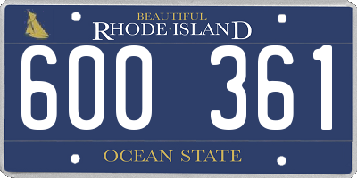 RI license plate 600361