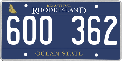RI license plate 600362