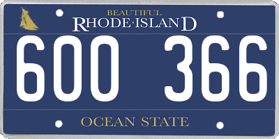 RI license plate 600366