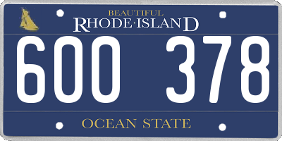 RI license plate 600378