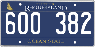 RI license plate 600382