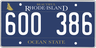 RI license plate 600386