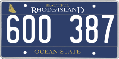 RI license plate 600387