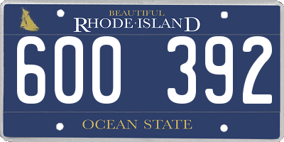 RI license plate 600392