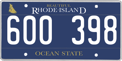RI license plate 600398