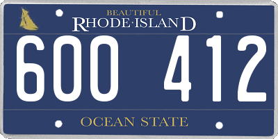 RI license plate 600412