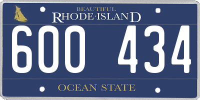 RI license plate 600434