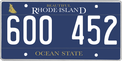 RI license plate 600452