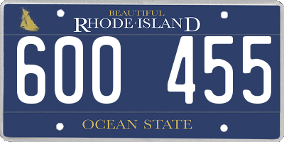 RI license plate 600455