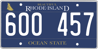 RI license plate 600457