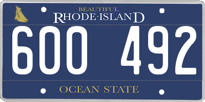 RI license plate 600492