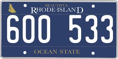 RI license plate 600533