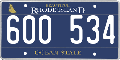 RI license plate 600534