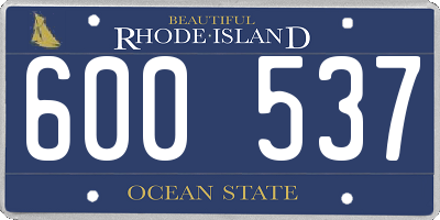 RI license plate 600537