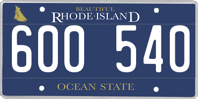 RI license plate 600540